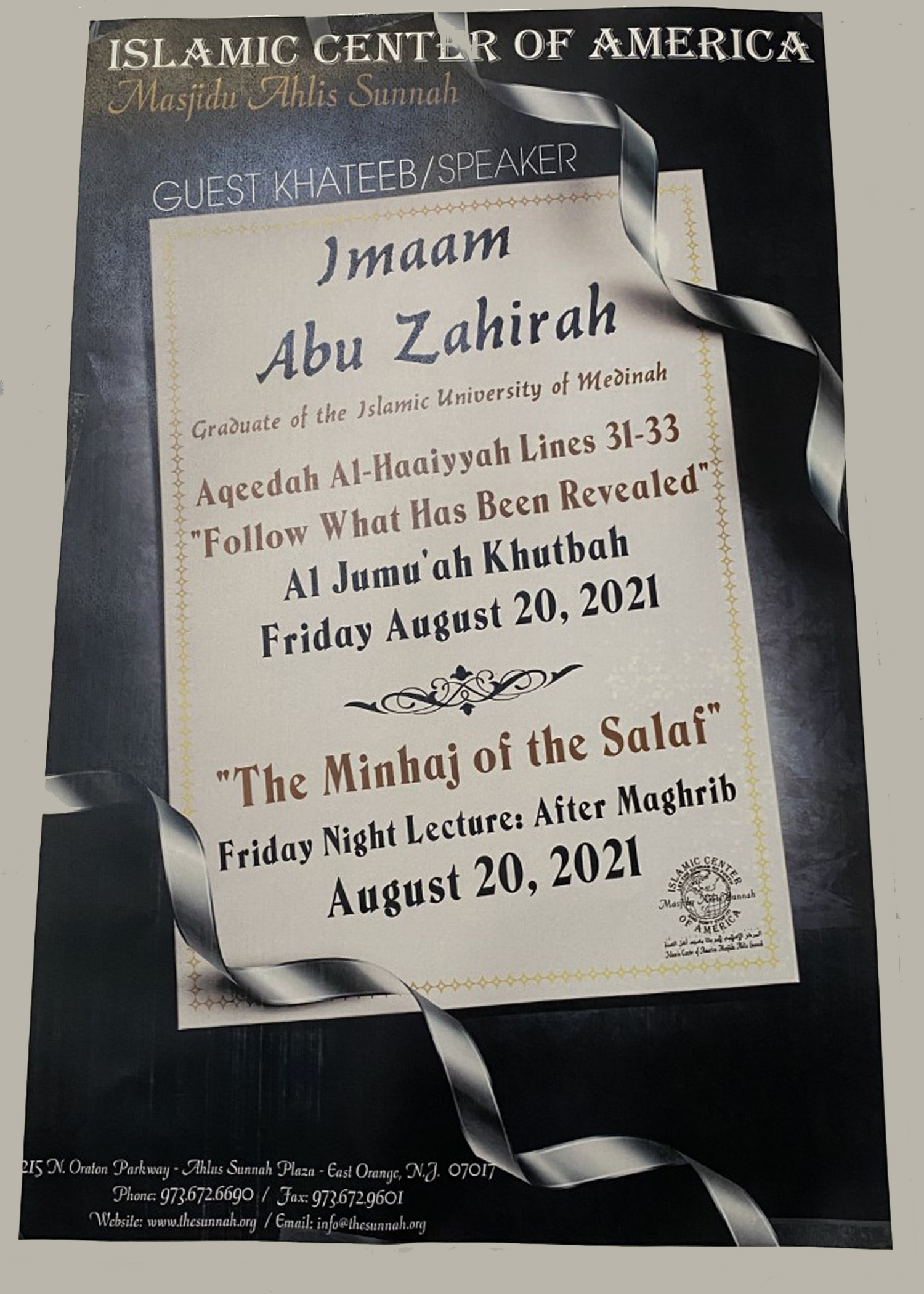 Guest Khateeb/Speaker: Imaam Abu Zahirah